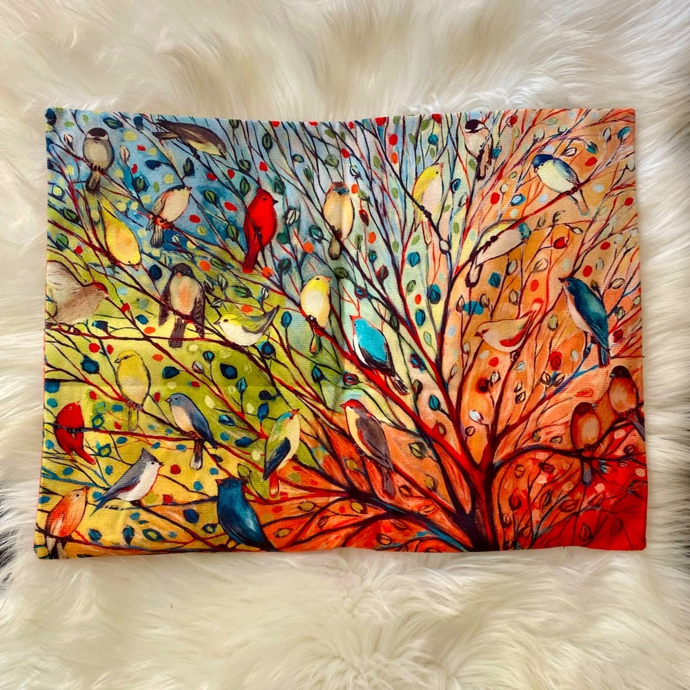 NEW VELVETY BIRDS DECORATIVE THROW PILLOW COVER